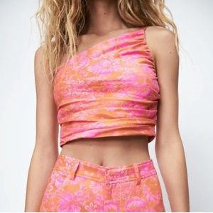 Zara Linen Blend Crop Top